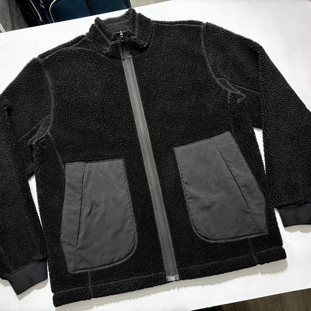 Lululemon High Pile Fleece Full Zip Jacket Sherpa Pockets Black Mens Extra Large
